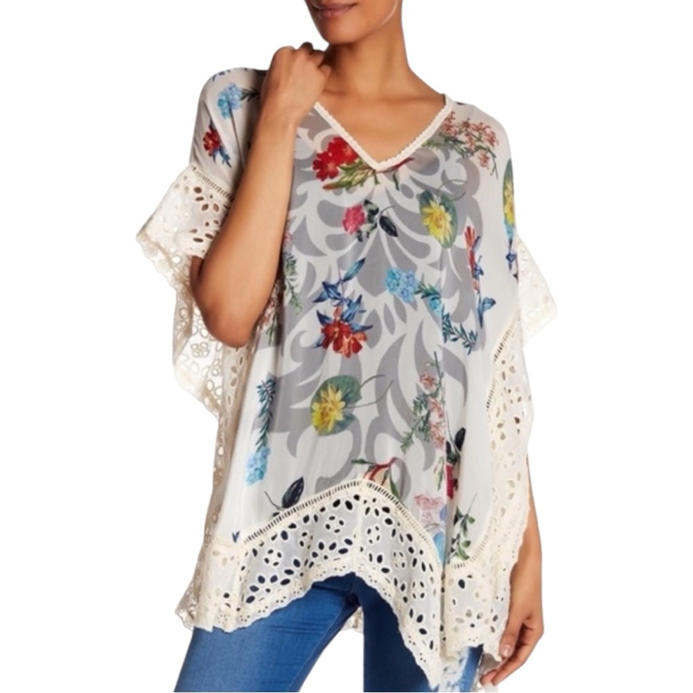 Johnny Was Colorful Lightweight Flowy Spring Blouse